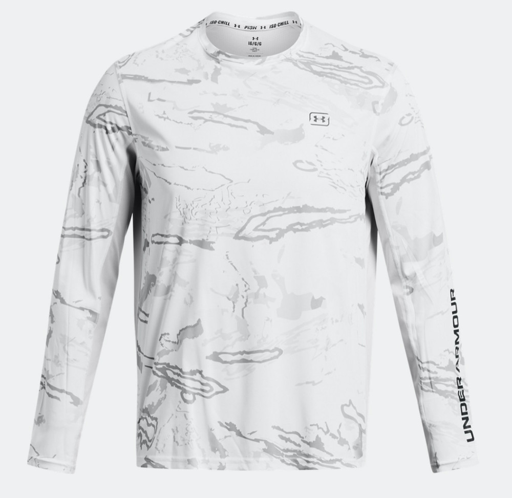 Under Armour Men’s UA Fish Pro Camo Long Sleeve 1383573 100 White/Gray/Black NWT