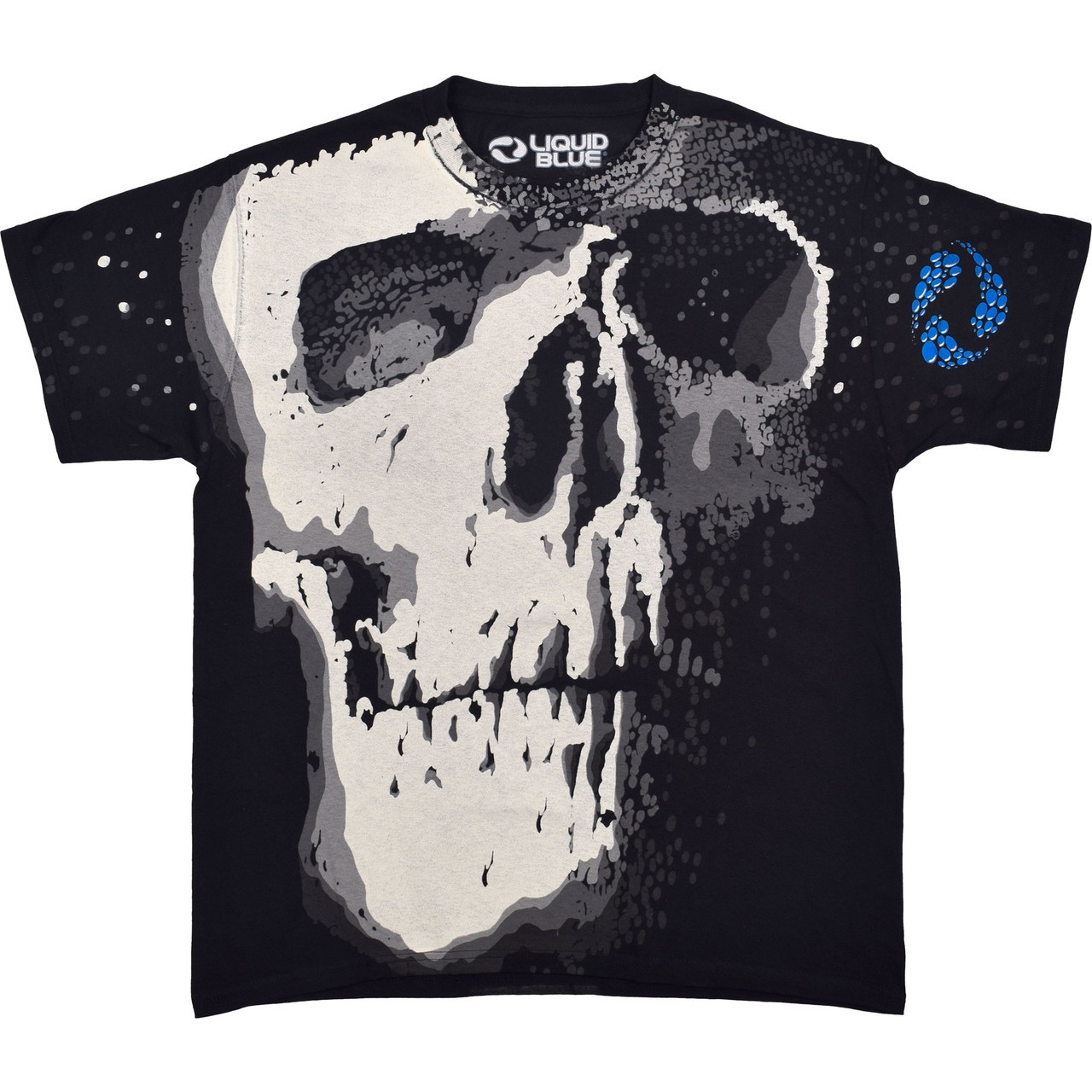 Big Skull Black T-Shirt Liquid Blue gallery