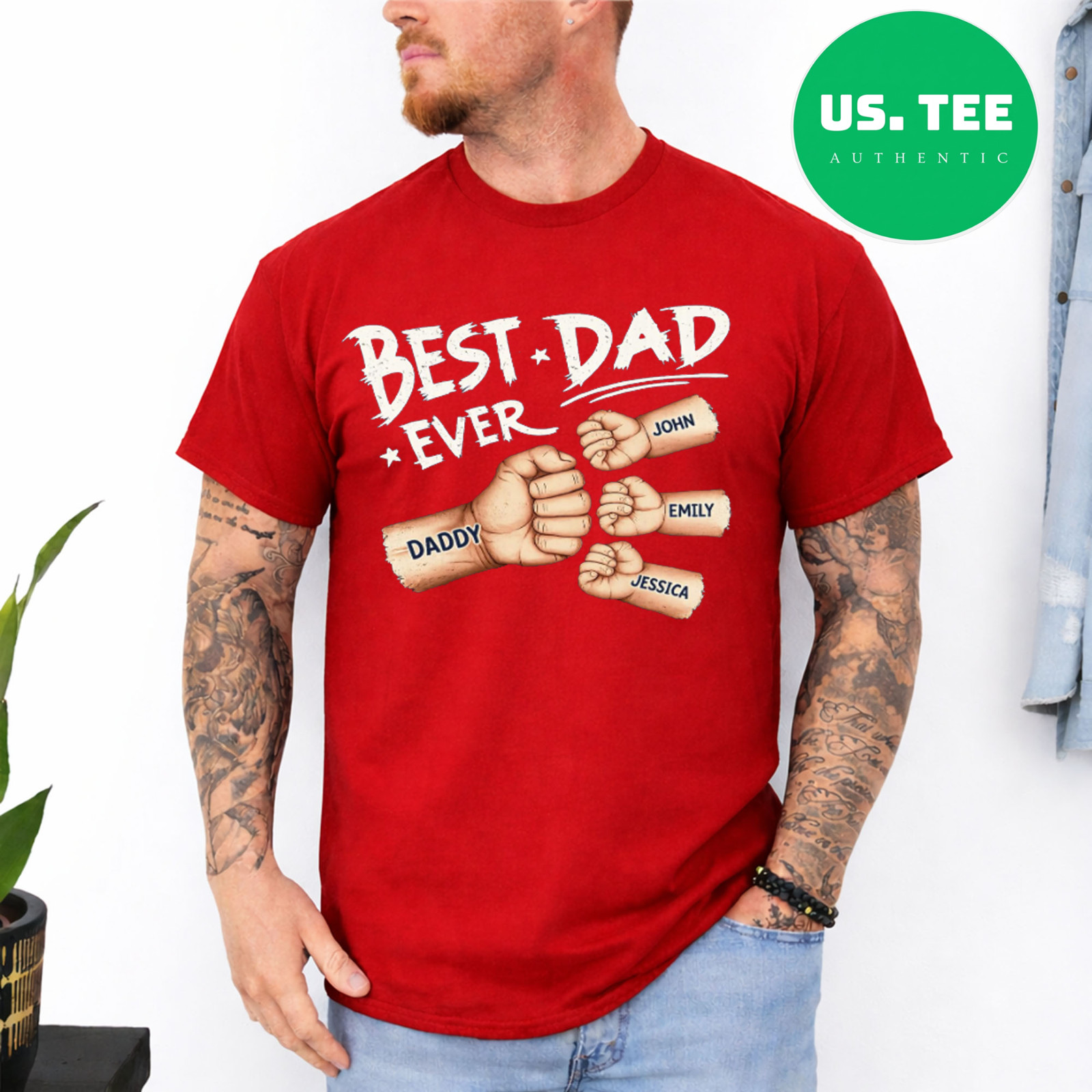Personalized Father's Day T-Shirt Custom Kids Names Dad Gift Tee for Father gallery