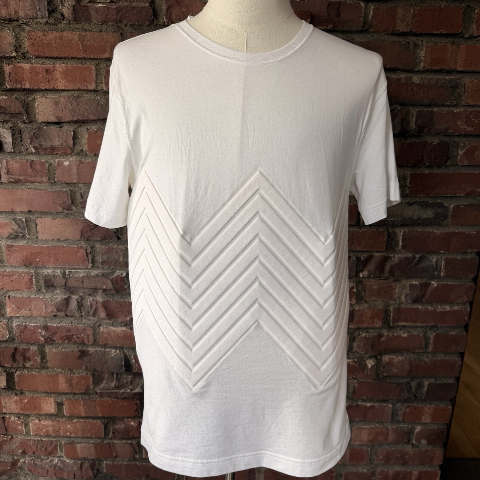 Bottega Veneta White Chevron Embossed Shirt Size 48 Luxury Tee Made In Italy gallery