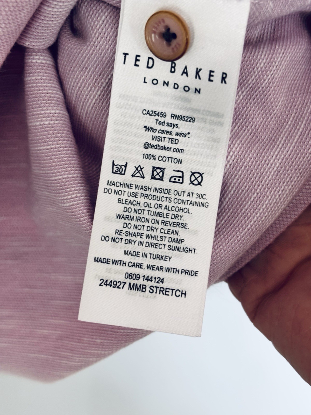 Ted Baker London Dusty Pink Pocket Ringer T-Shirt EUC Size Large gallery