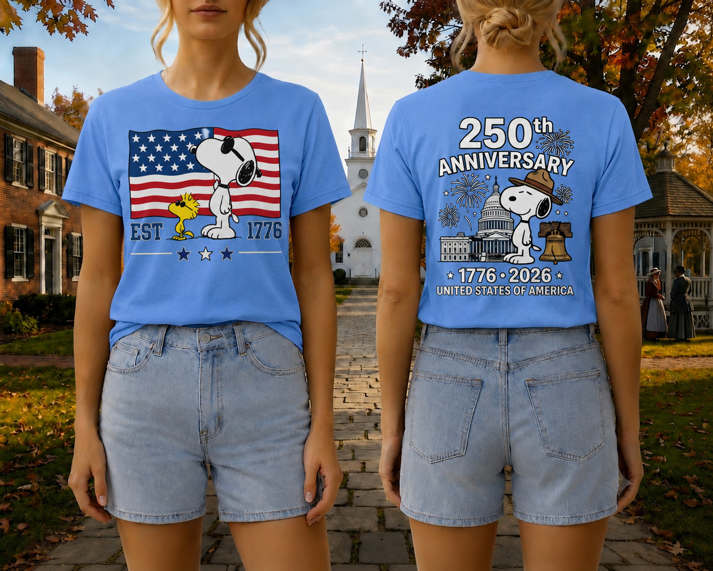 Snoopy 250th Anniversary T Shirt Front Back 1776 2026 America 4th Of July Tee gallery