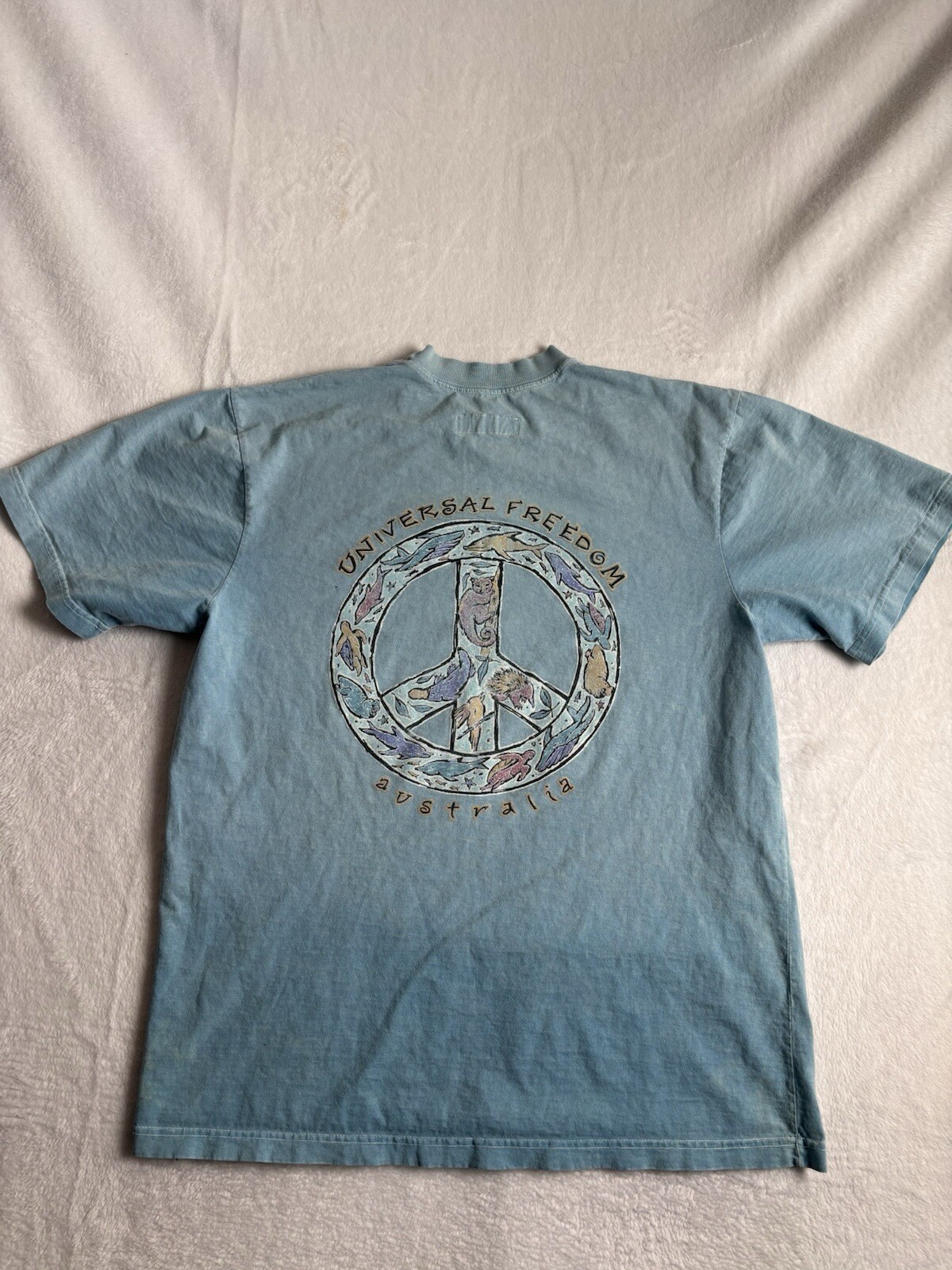 VTG Arrawarra Australia Universal Freedom Blue Shirt Distressed Men’s Medium *