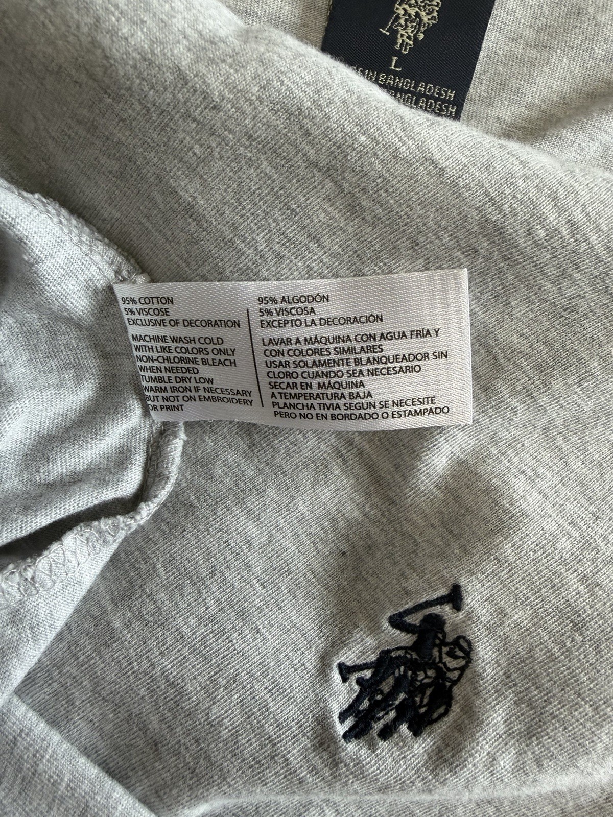 U.S. Polo Assn. Men's Gray V-Neck Short Sleeve Cotton Blend Logo Tee L gallery