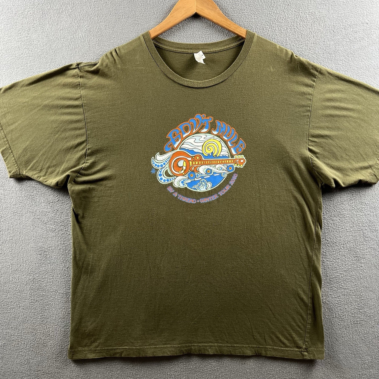 Vintage Govt Mule Shirt Mens XL Green By A Thread Winter Tour 2010 Colorado