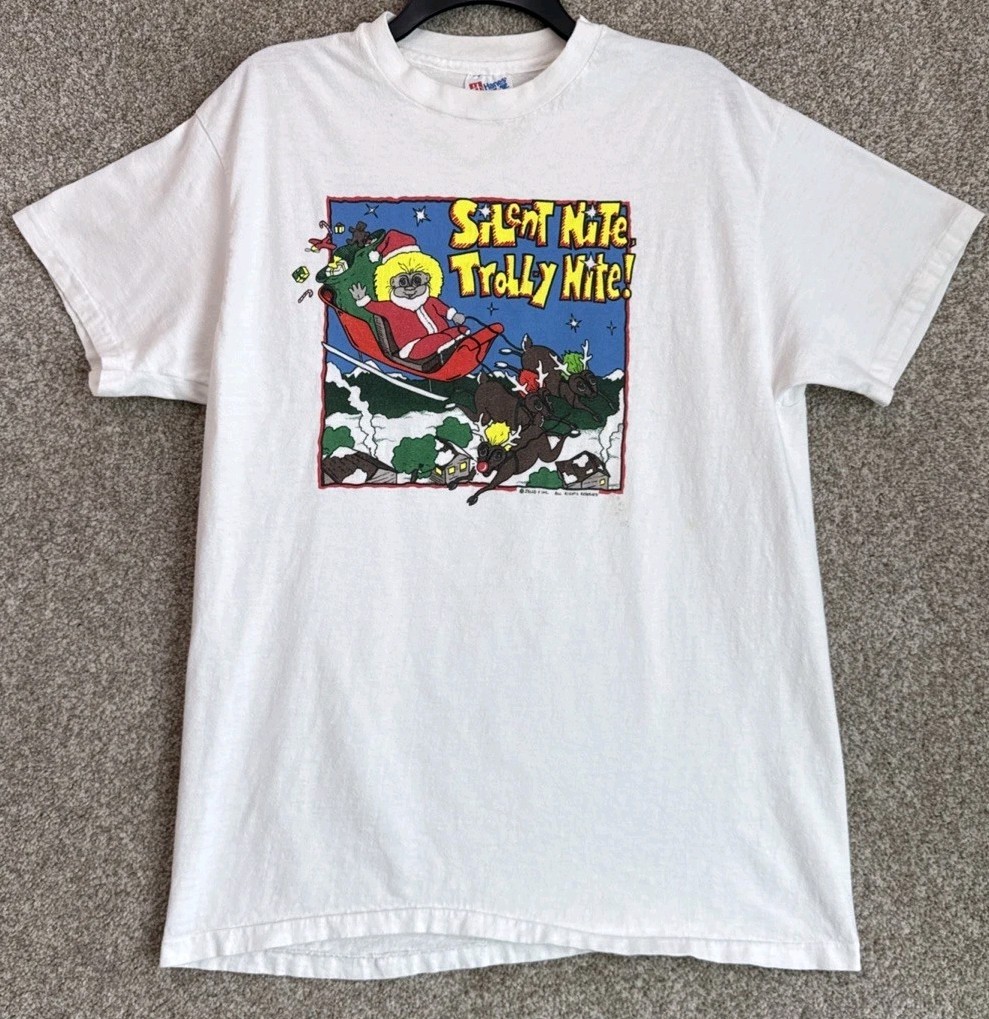 Vintage 90s Trolls Christmas Santa T-Shirt Adult Large S/S Single Stitch USA