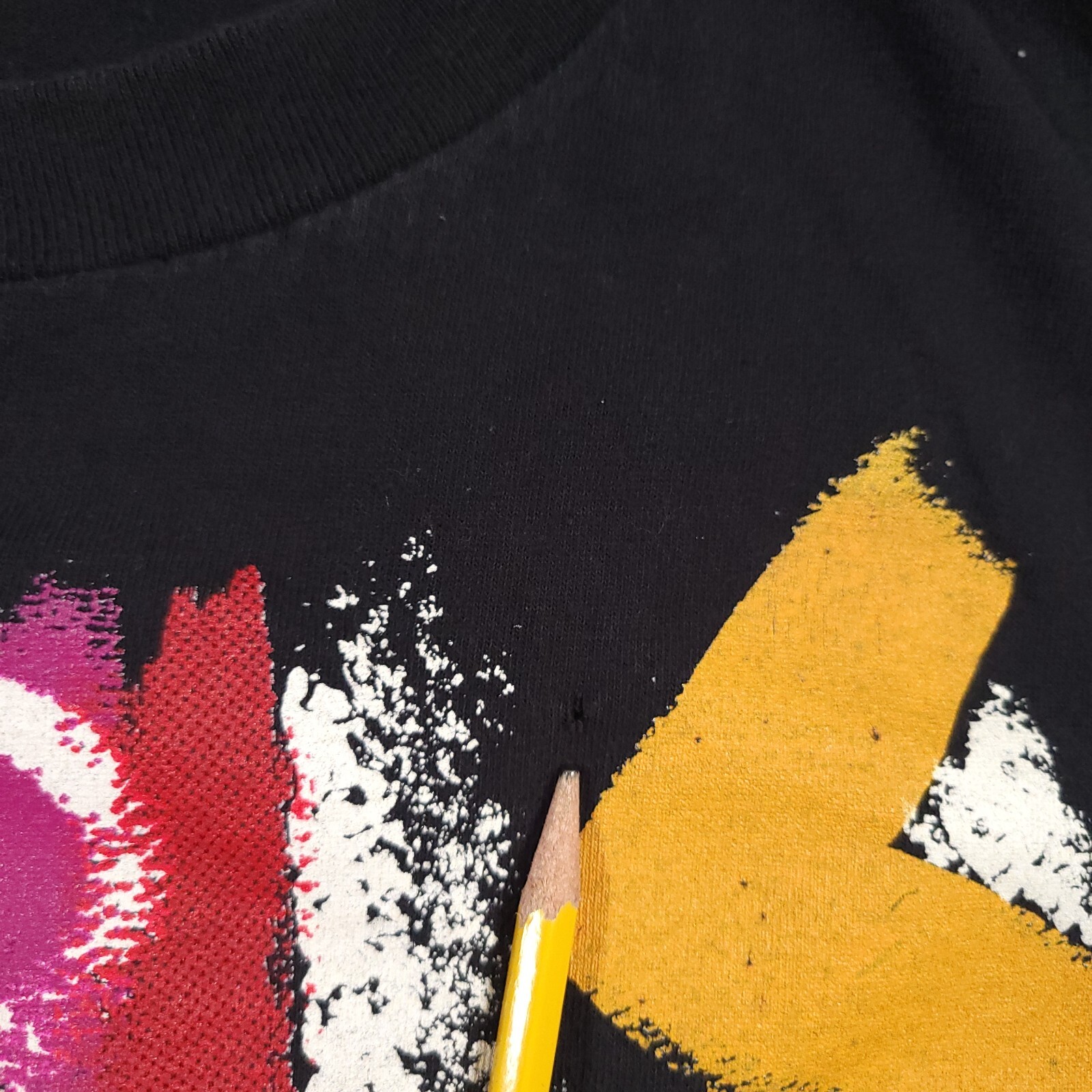 Vtg Marika T-Shirt Mens OSFA All Over Print Black Art Painting Abstract 90s USA gallery