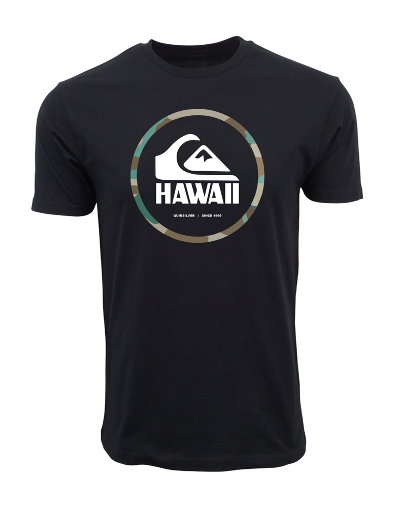QUIKSILVER ESTABLISHED HAWAII CAMO CIRCLE GRAPHIC T SHIRT