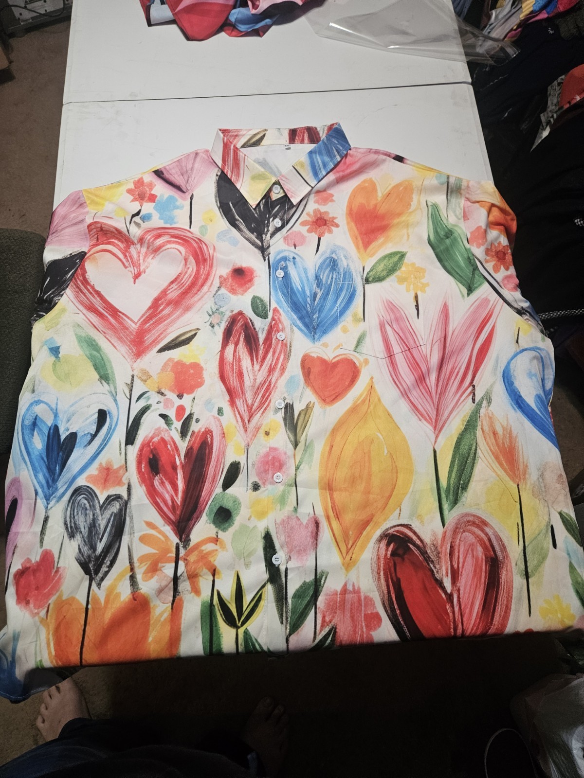 Plus 6XL Multicolor Floral Heart Collared Button-Up Top gallery