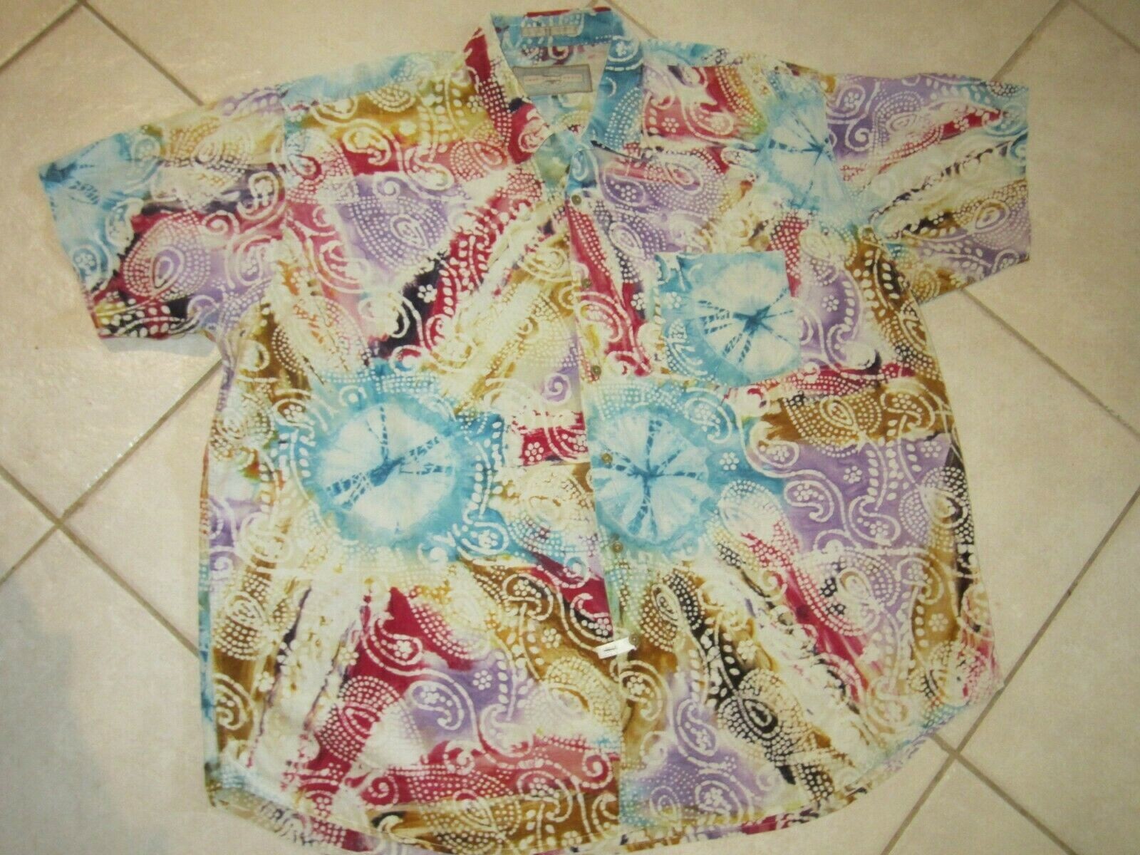 UNIQUE MENS 3XL CHEST 60 LENGTH 34 GEOMETRIC HIPPIE PRINT AMERICAN TERRAIN gallery