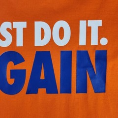 Nike Just Do It Again Men’s XL Orange Long Sleeve T-Shirt Ribbed Cuffs NWOT Flaw