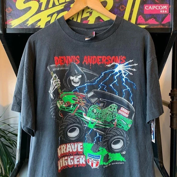 90s Grave Digger Monster Truck Tour Retro style Black T Shirt Size S-5XL MM150 gallery