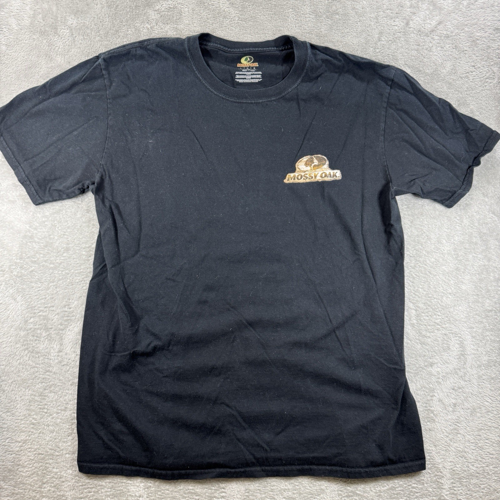 Mossy Oak Men's Black Outdoor Retro Hunting Graphic Tee Shirt Size Large Logo gallery