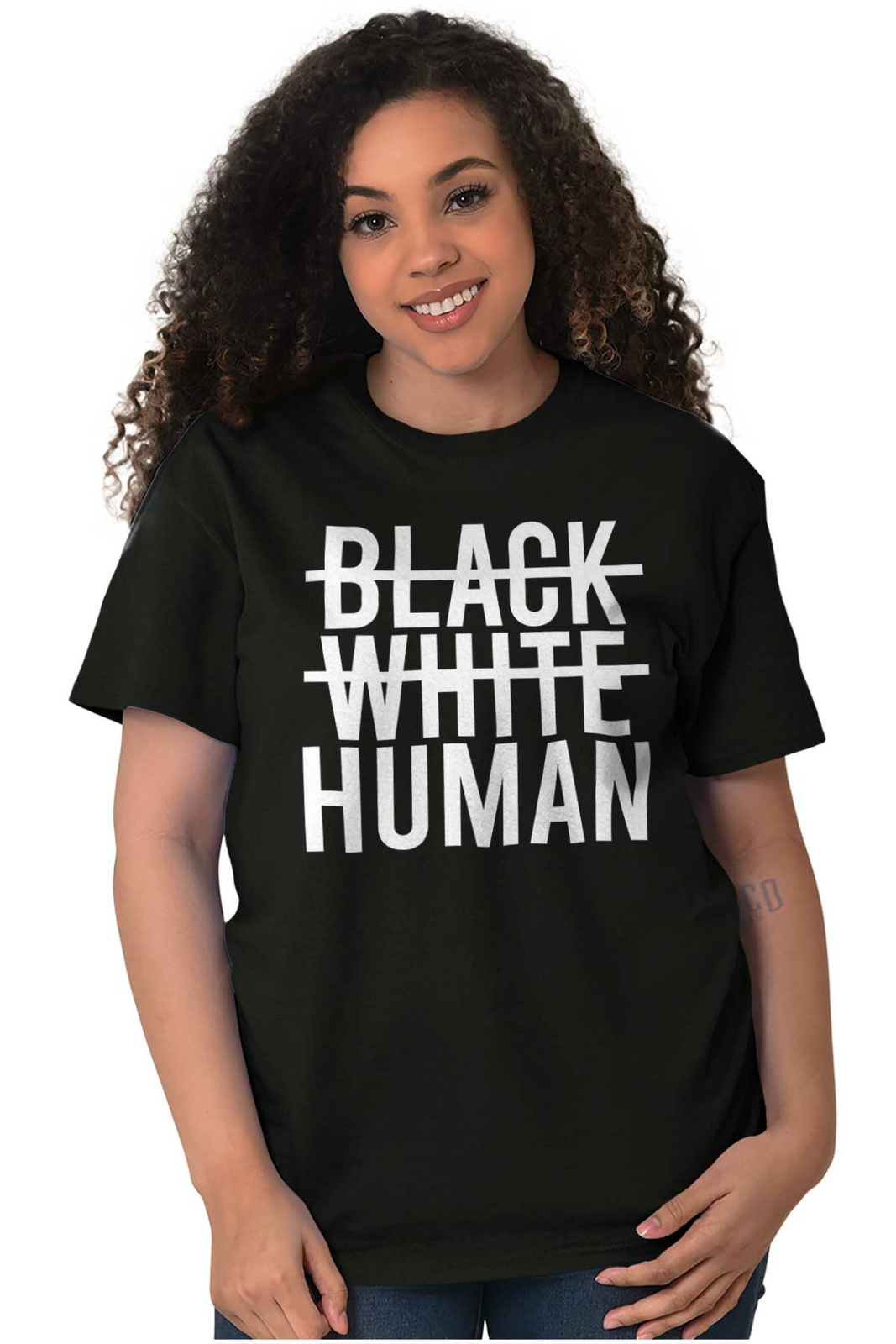 Black White Human Social Justice Activist Womens or Mens Crewneck T Shirt Tee gallery