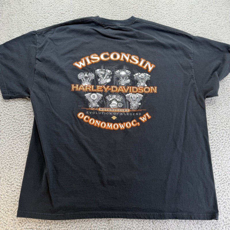 Harley Davidson 105th Anniversary Shirt Mens 2XL Black Wisconsin Biker Tee 2008 gallery