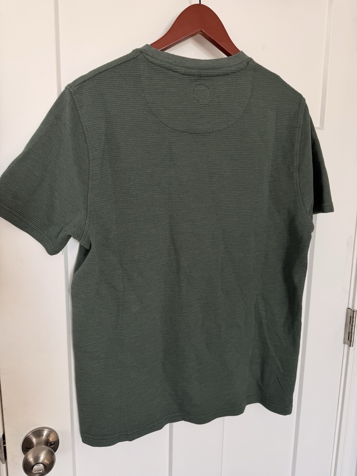 Common People Men Olive Textured T-Shirt Fine Striped Texture Size S gallery