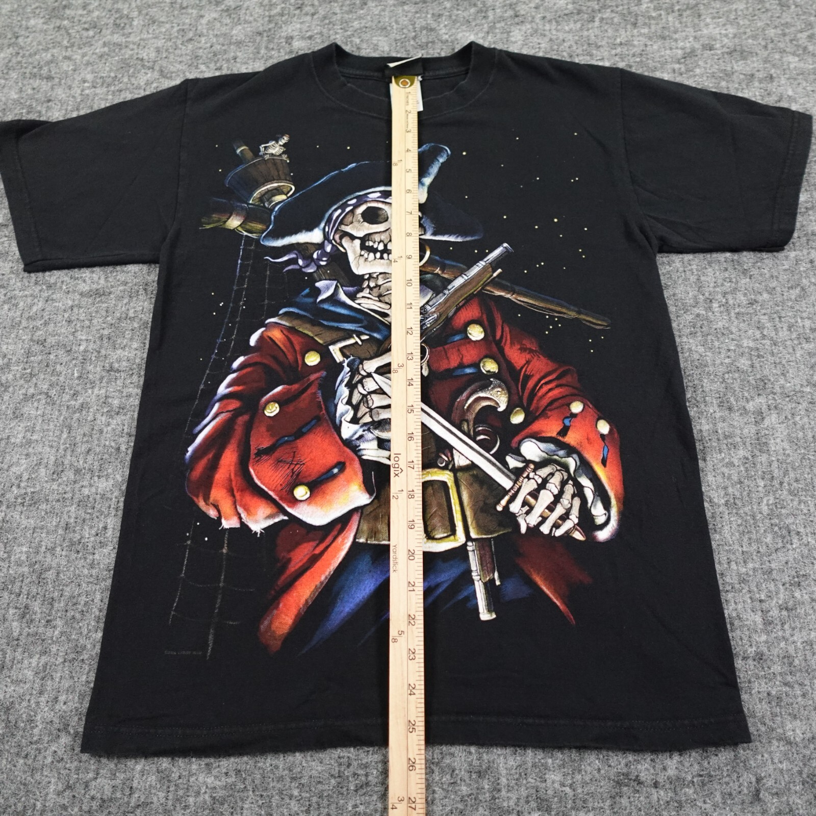 Vintage Liquid Blue T-Shirt Adult Medium Black Dead Skeleton Pirate Y2K 2000's gallery
