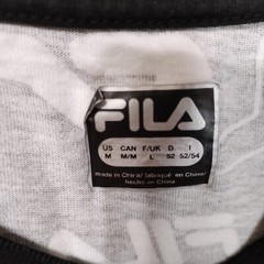 Fila Men’s Medium Shirt All Over Print Black Graphic Crew Neck Tee Logo