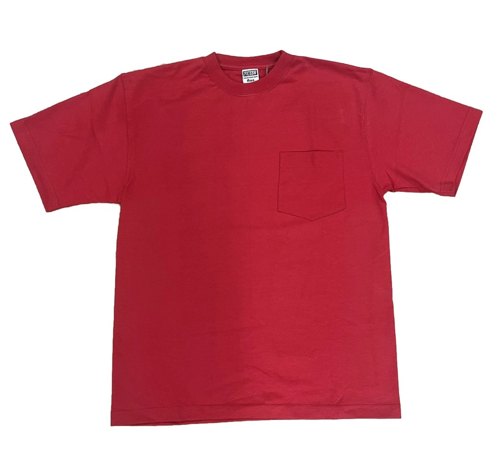 Filson 8oz Thick Heavyweight Solid Pocket T-Shirt Red USA Made Mens Small New