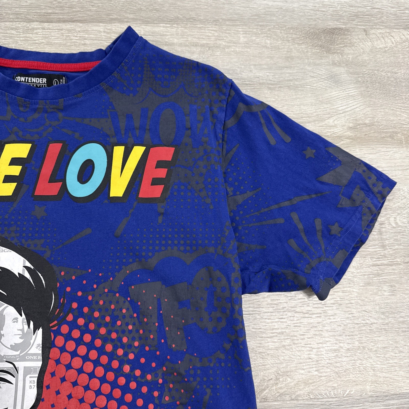 Contender True Love Shirt Blue Pop Art Money Print Tee Men’s Large gallery
