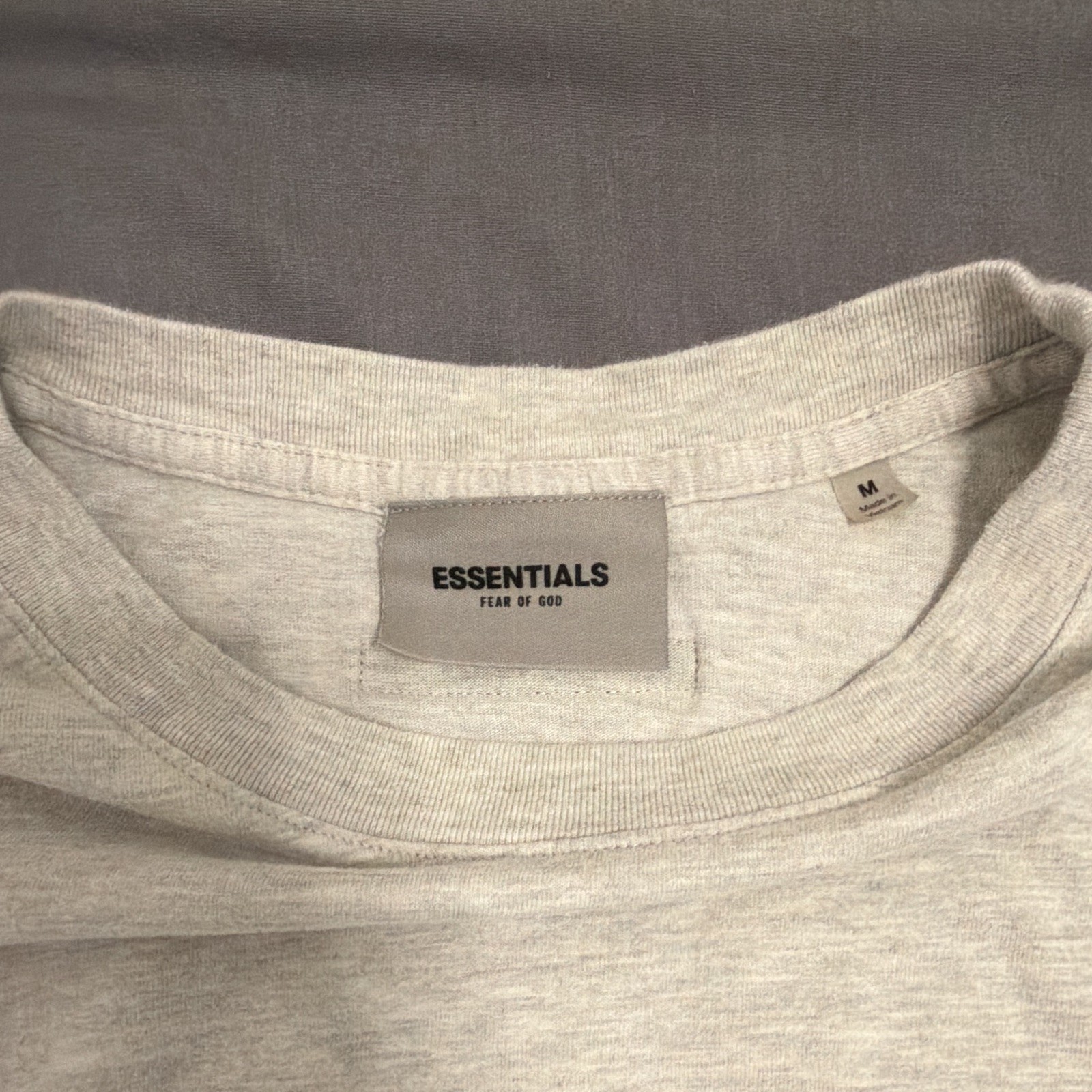 Essentials Fear of God Men's Gray Logo Crew Neck Cotton Jersey T-Shirt Size M gallery