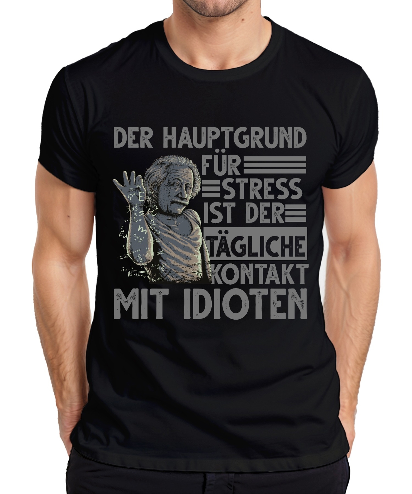 Main Reason For Stress Idiot Contact Funny Einstein Physics Nerd Mens T-Shirt