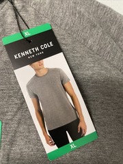 KENNETH COLE Men’s Organic Cotton Blend Crewneck T-Shirt XL GRAY 4-Way Stretch