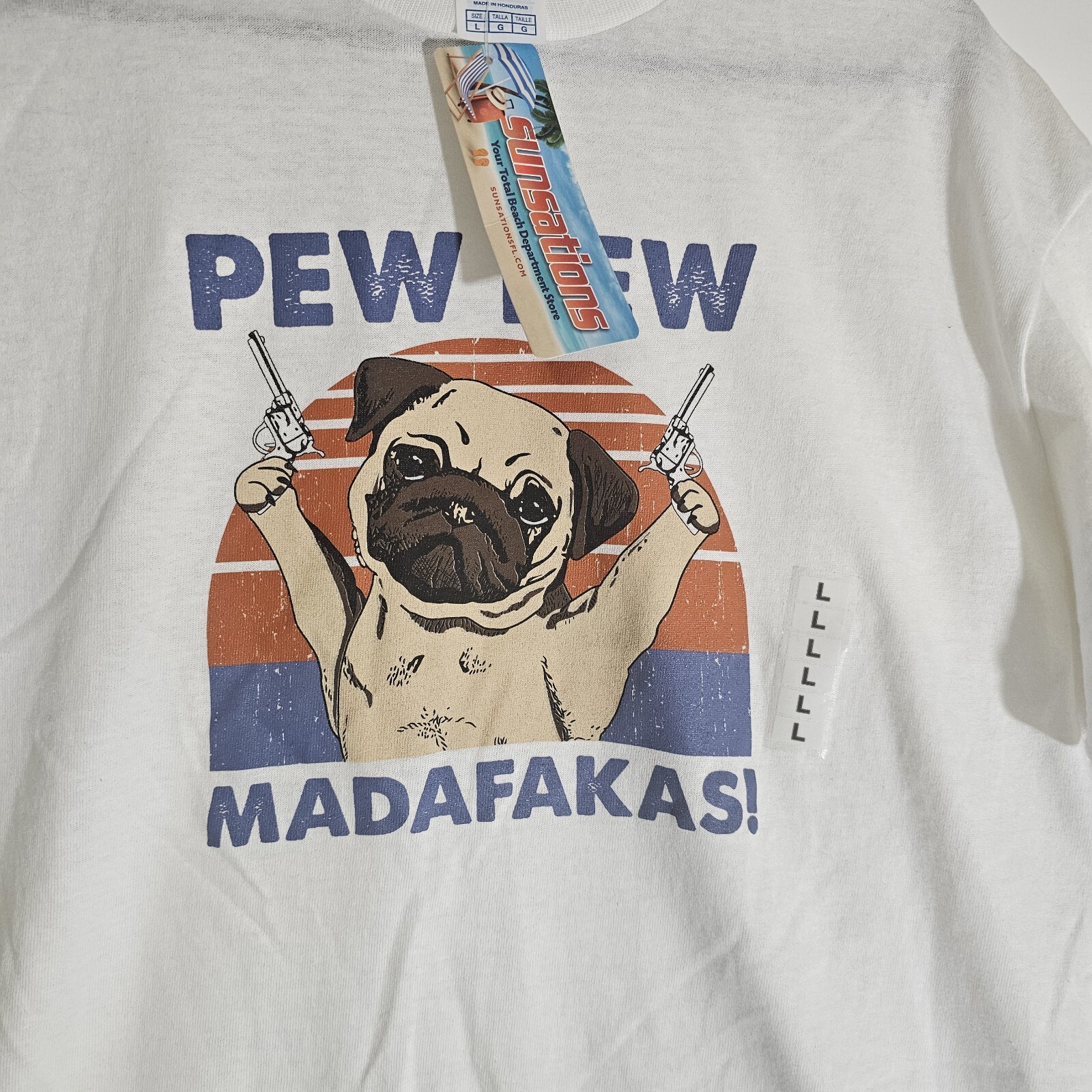 Pug Dog Pew Pew Madafakas T Shirt Size Large NWT Pit 2 Pit 21 Inches Funny Shirt gallery