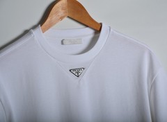 Prada White Triangle Logo T-Shirt Men’s Large Cotton Short Sleeve