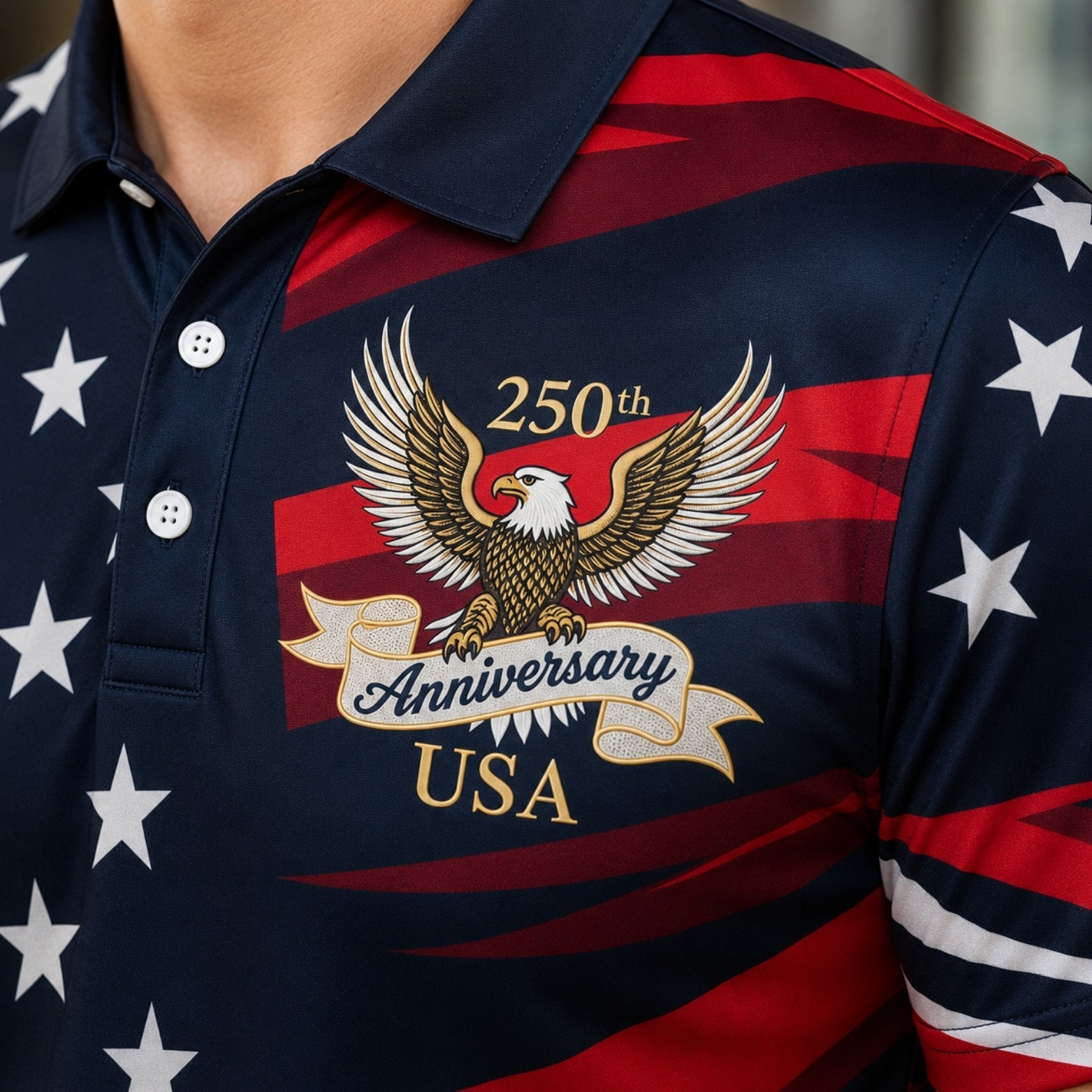 USA 250th Anniversary Golf Polo Shirt 1776-2026 American Flag Patriotic (S-5XL) gallery