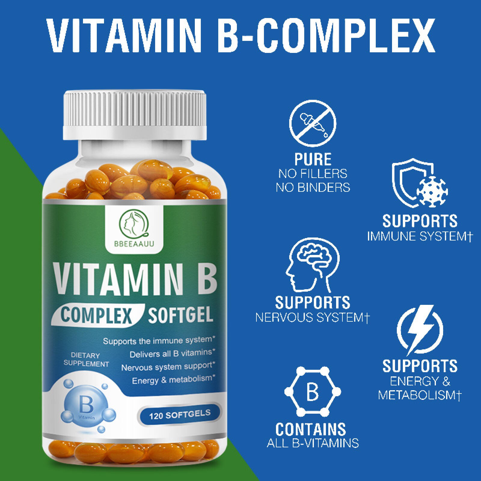 Vitamin B Complex Vitamin B Supplement – B-Complex Vitamins with B12, B6, B9