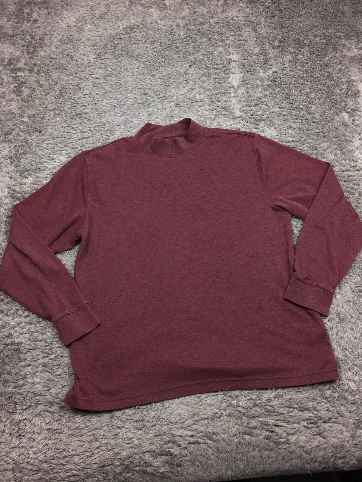 St Johns Bay Mock Neck Shirt Mens Size Large Red Cotton Blend gallery