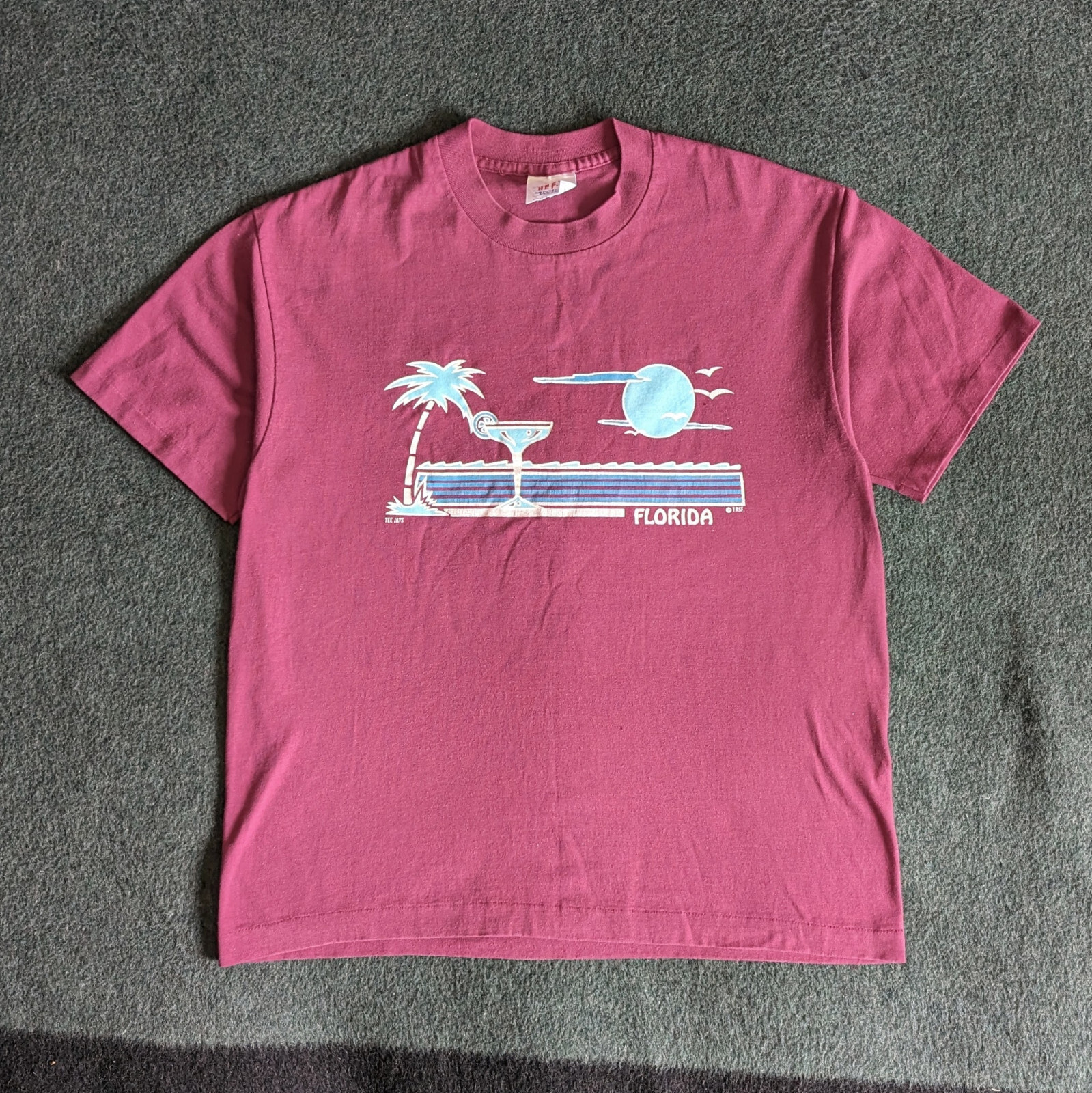 Vtg TeeJays Hef-T Single Stitch Destination Tee Florida Graphic Large TShirt