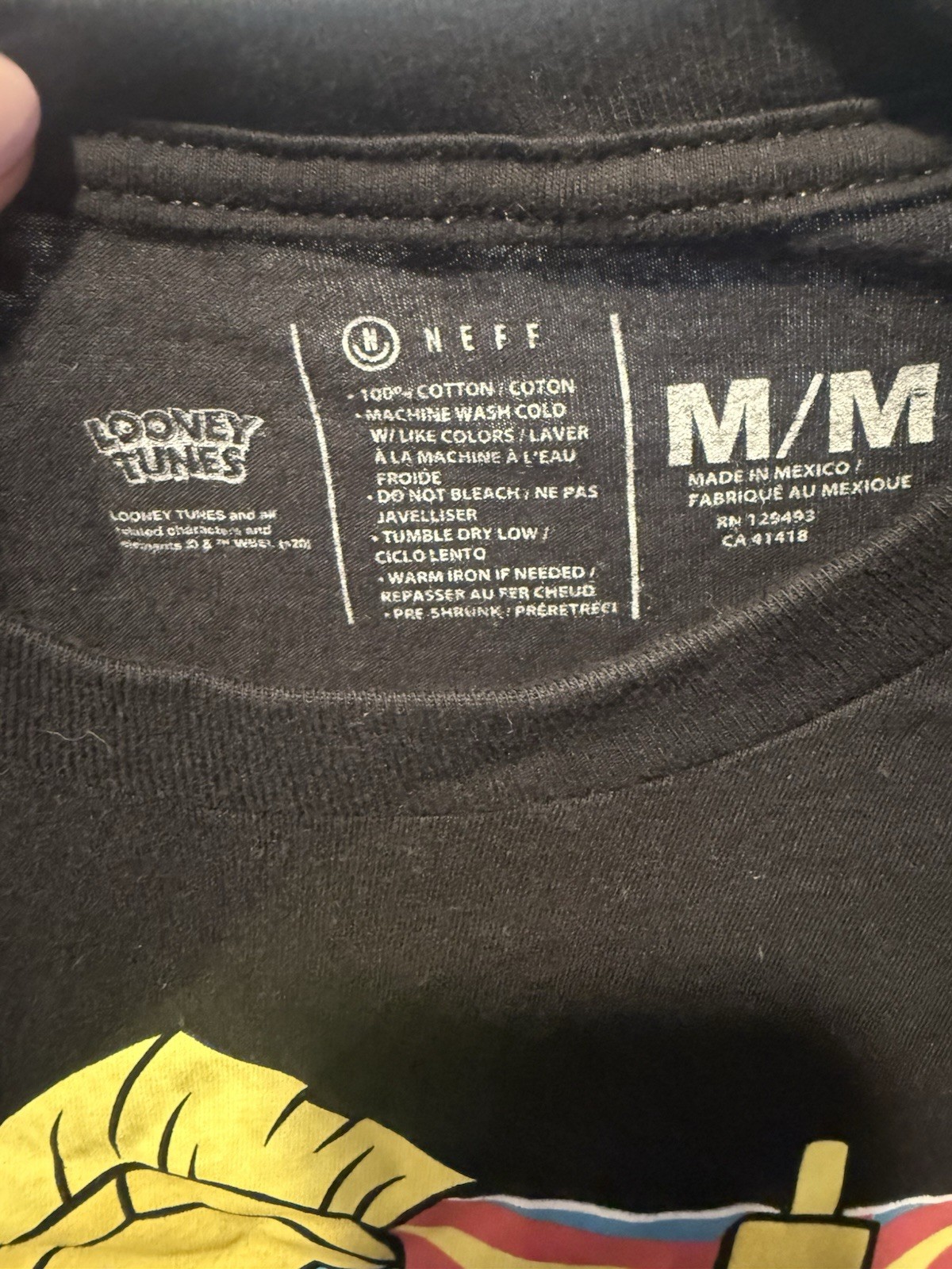 Neff Looney Tunes Marvin the Martian Black Graphic Crew Neck Long Sleeve Tee M gallery