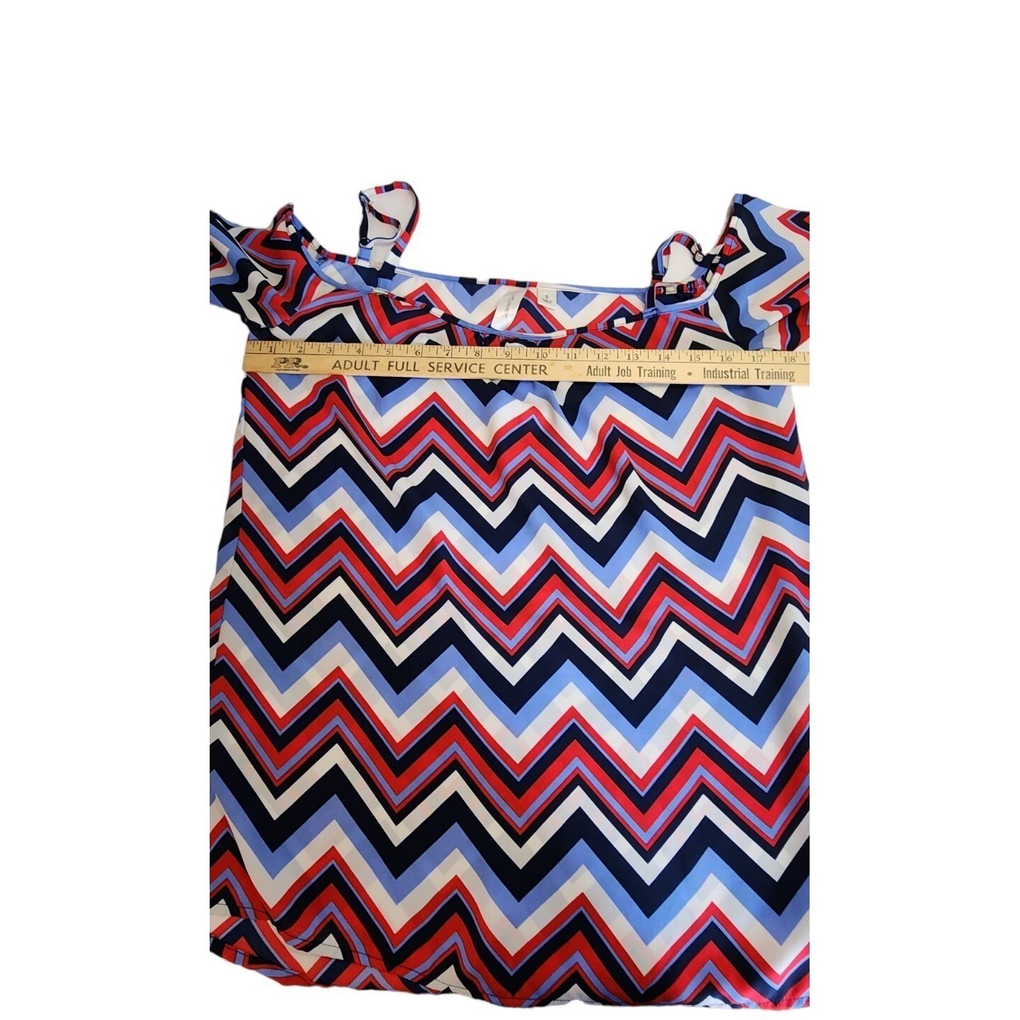 TACERA Open Shoulder With Strap Sleeves Women's Chevron Style Shirt Size Small gallery
