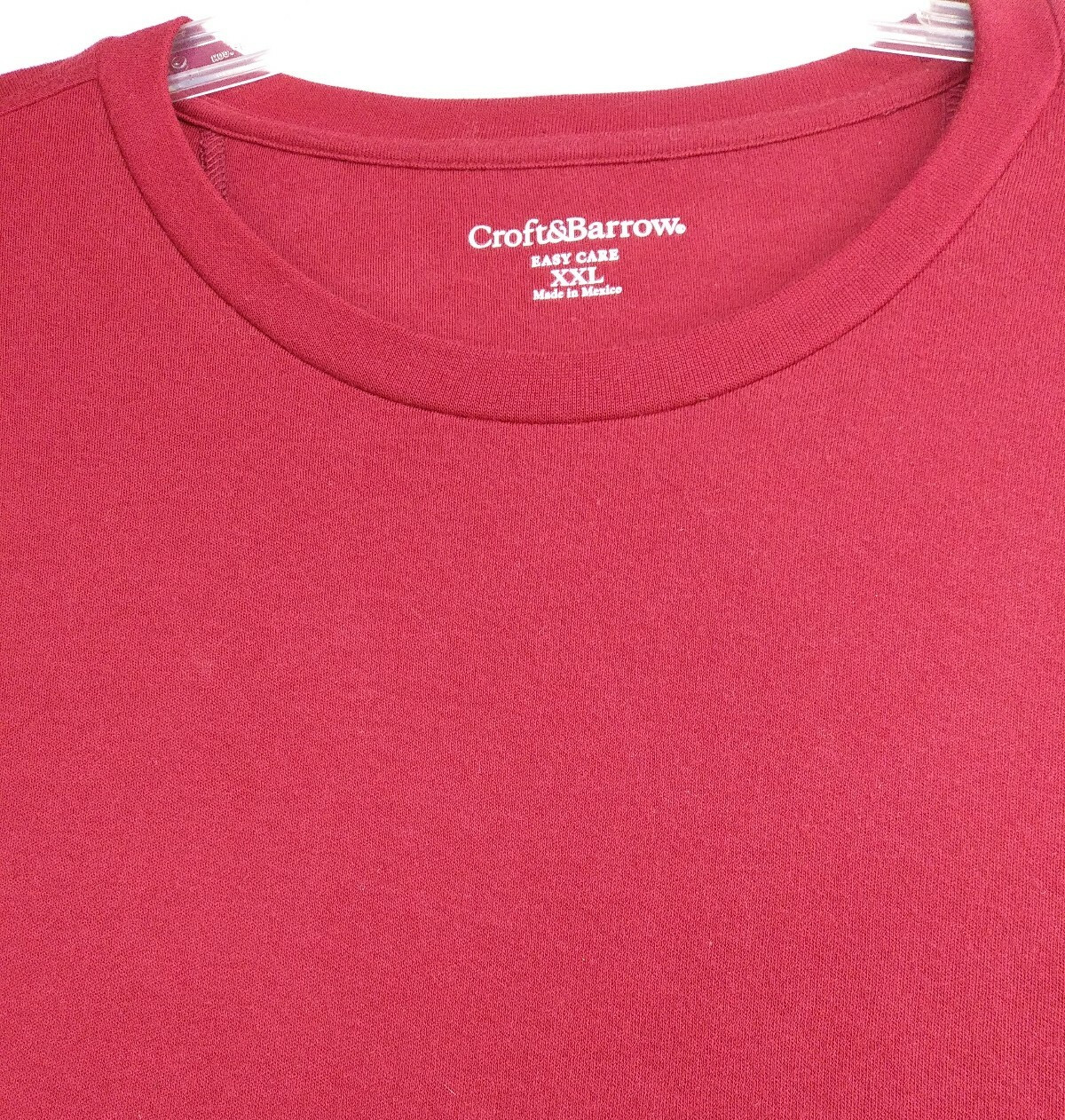 CROFT & BARROW T Shirt Mens 2XL Red Classic Fit Easy Care Long Sleeve Pull Over gallery