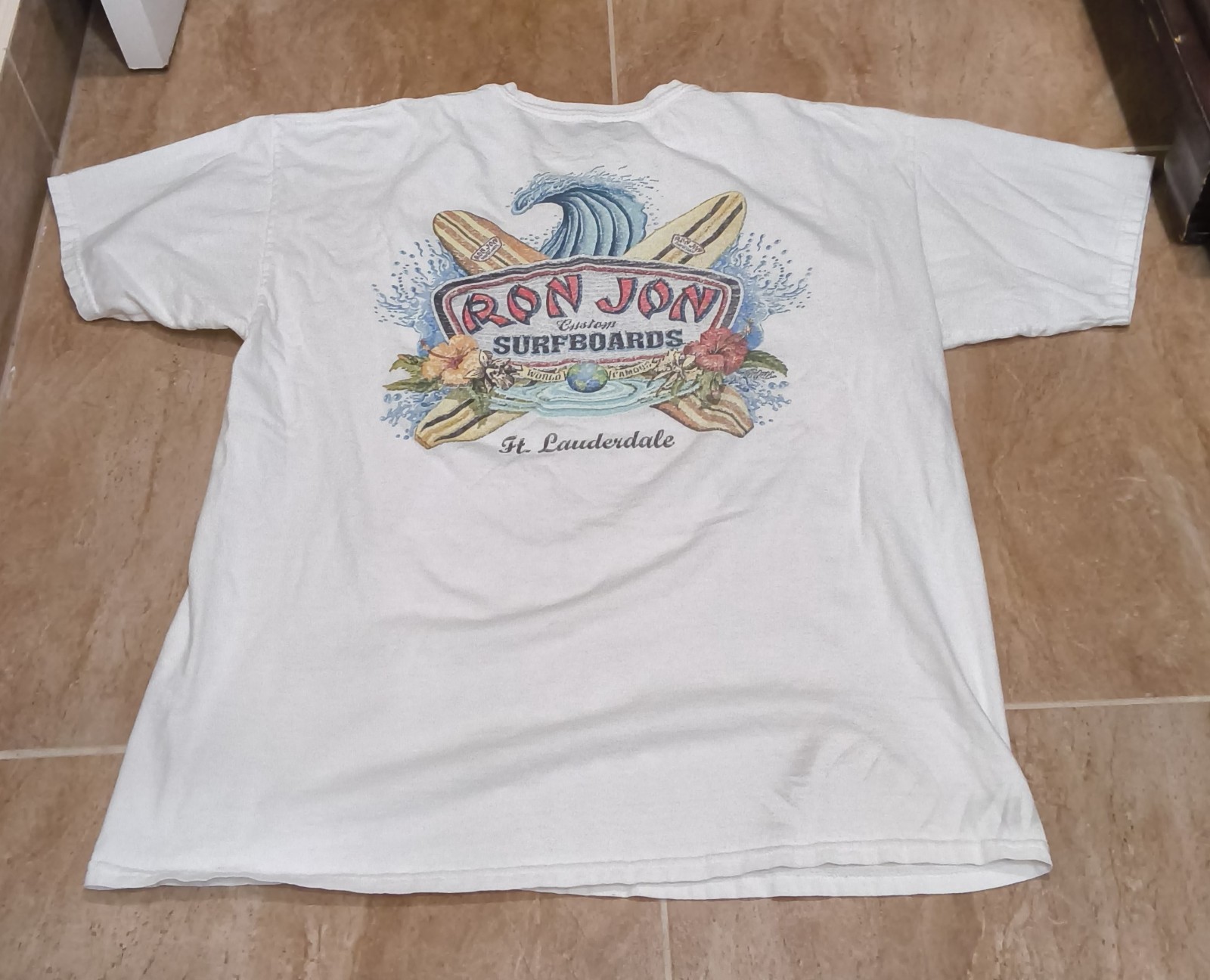 Men’s Ron Jon Surf Shop Shirt Custom Surfboards Fort Lauderdale White Sz XL