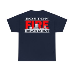 Boston Fire Department Skyline Cityscape Heavy Cotton Tee Shirt tshirt