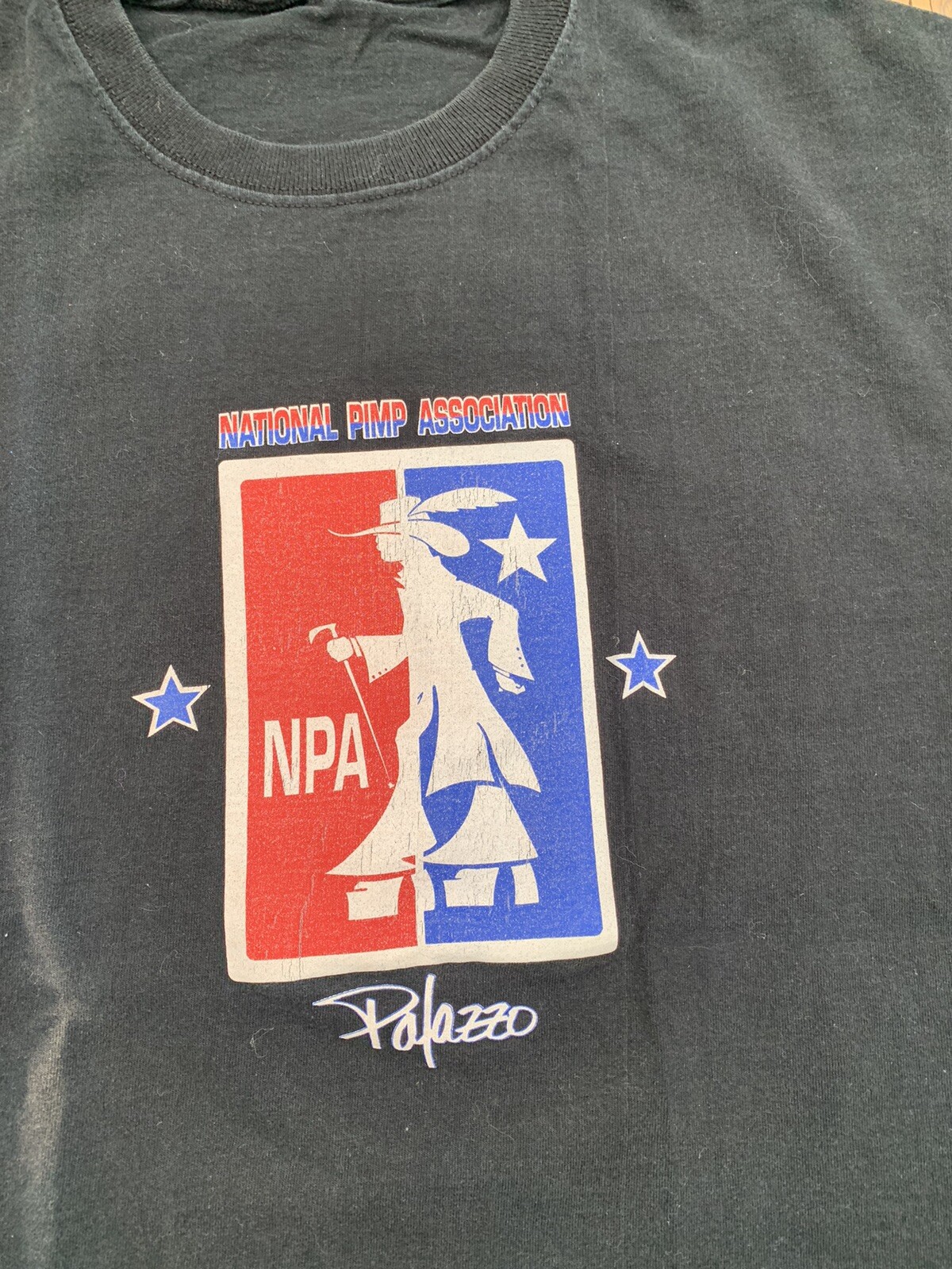 Vintage 90s Palazzo “NPA National Pimp Association “ Black Skate Tee Mens Sz M gallery