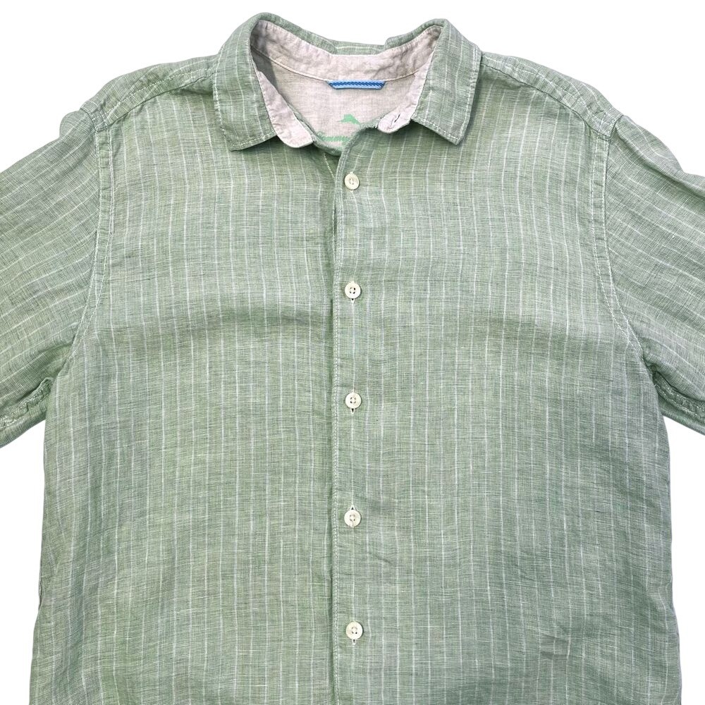 Tommy Bahama Relaxed 100% Linen Mint Green Long Sleeve Button Down Shirt 477 gallery