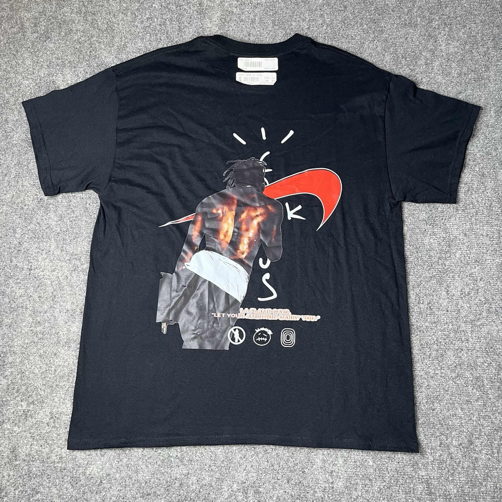 Cactus Jack Travis Scott T-shirt Mens L Streetwear Black Tee Hip Hop