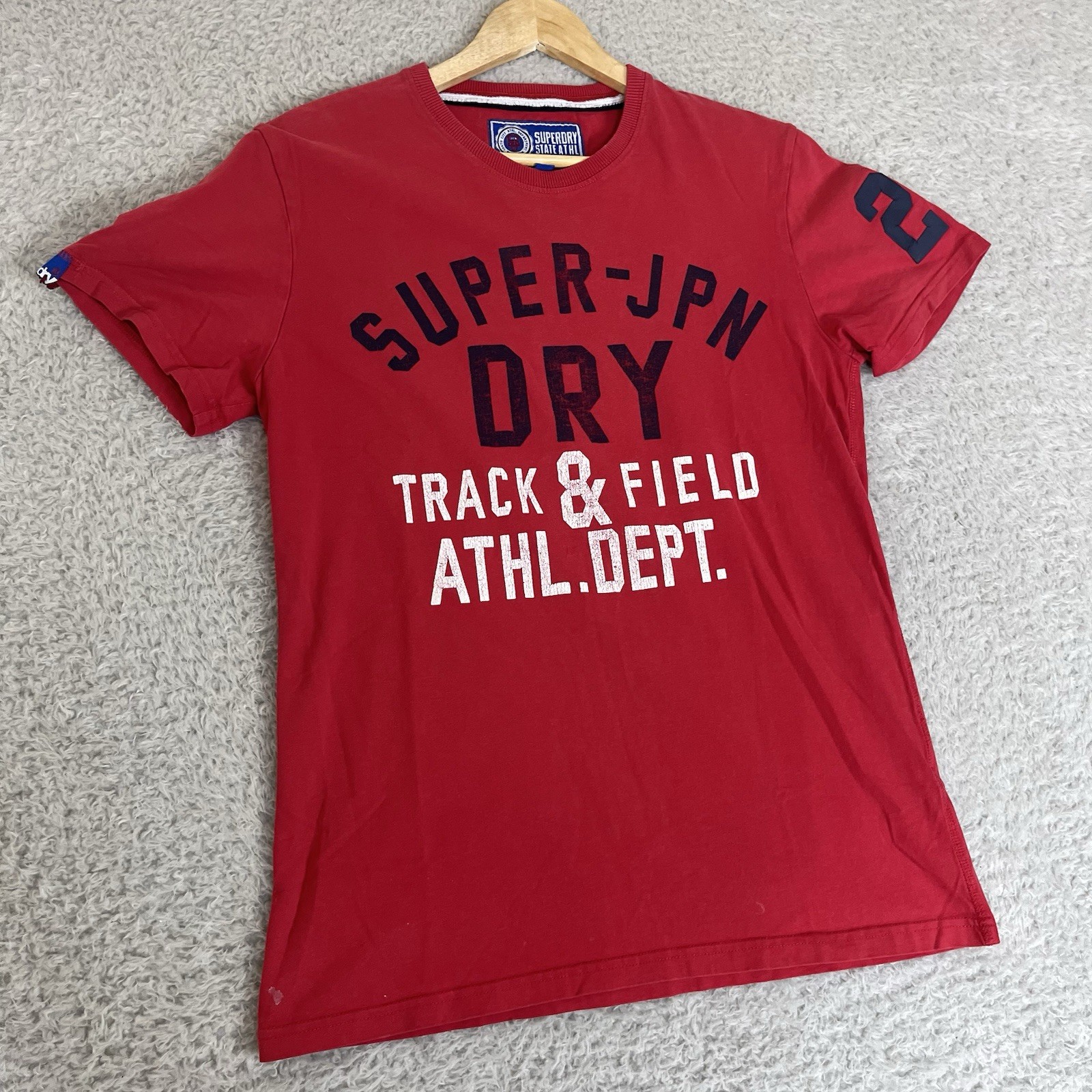 Superdry Track and Field T Shirt Mens L* M Medium Red Crew Neck Short Sleeve gallery