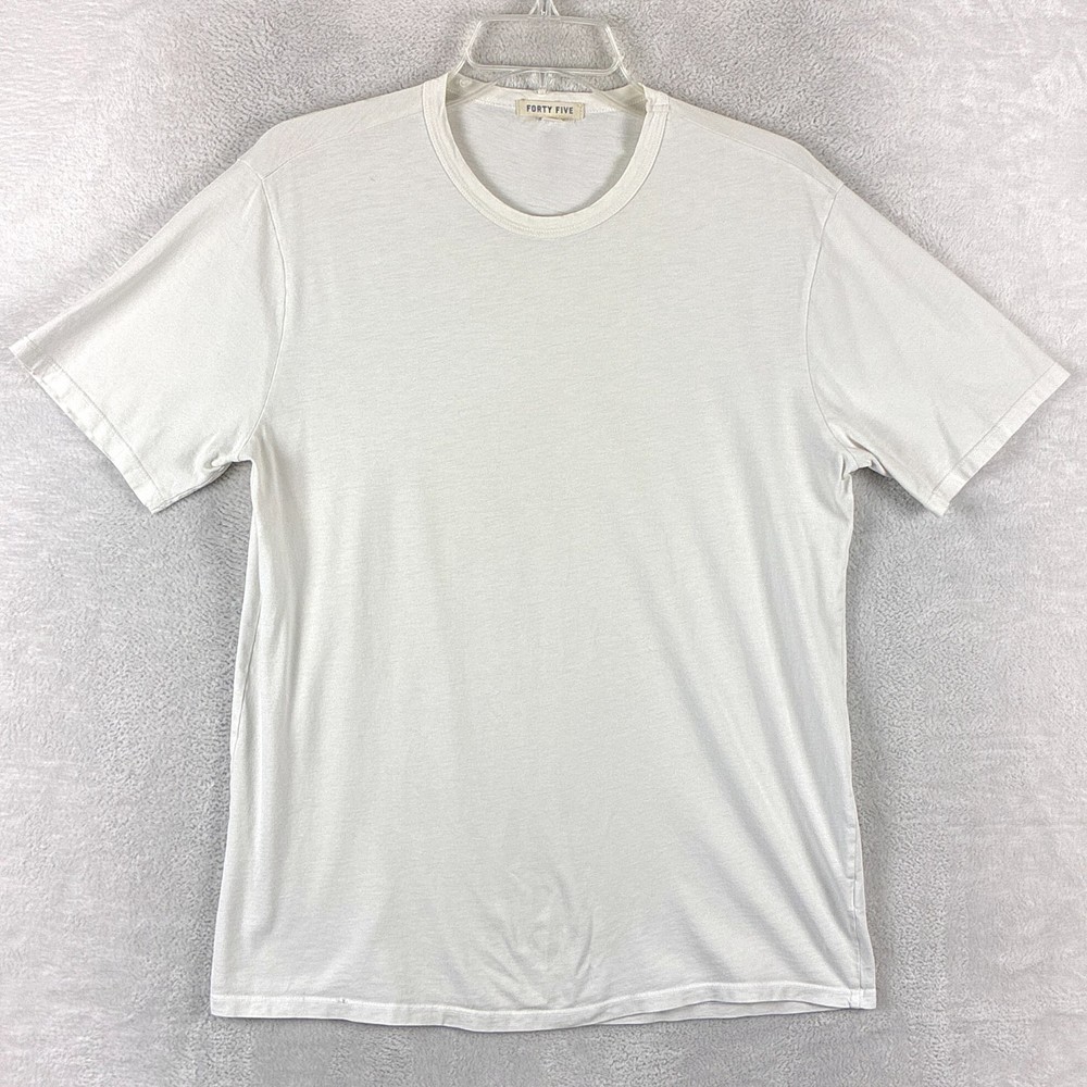 Forty Five Tshirt Mens M White Blank Classic Preppy Quiet Luxury Huckberry USA