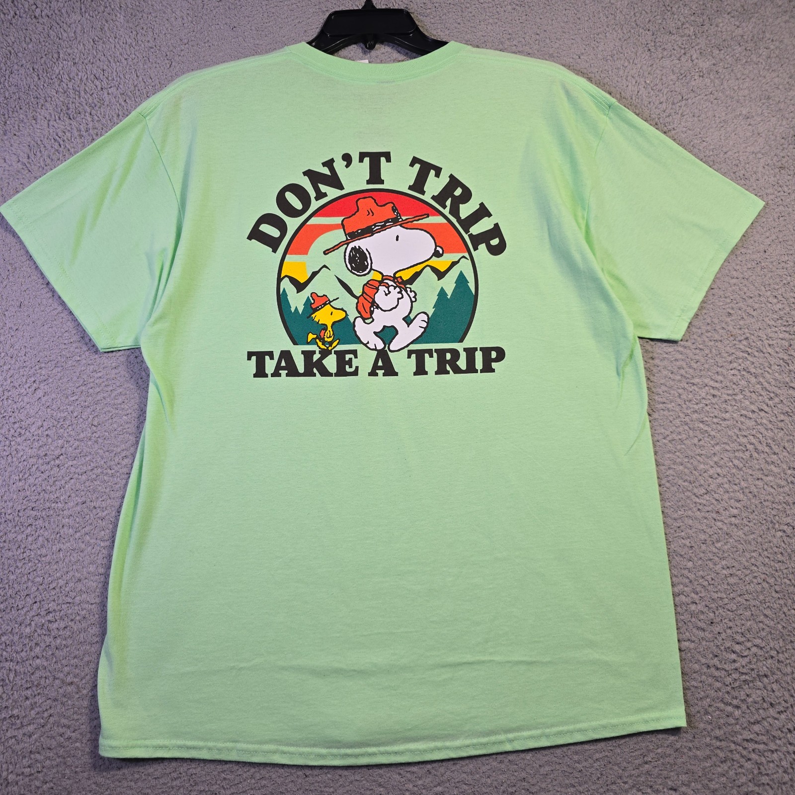 Peanuts® Hiking Snoopy t shirt Men XL Green Charlie Brown Classic Camping NWT gallery