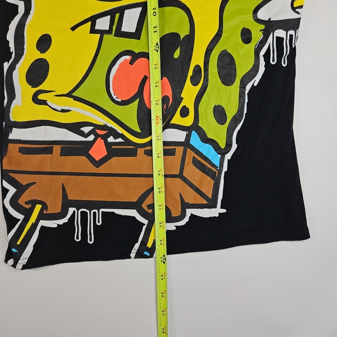 SpongeBob Square Pants T-shirt. Full Front Print. Size Small. Black. gallery