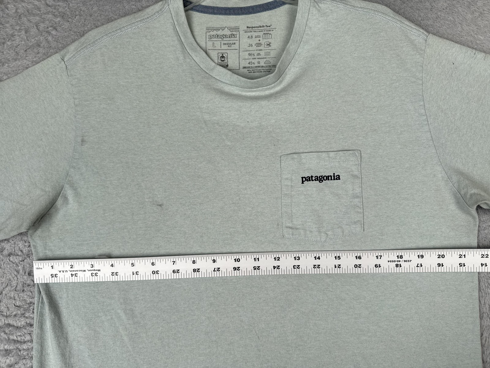 Patagonia Responsibili-Tee Shirt Mens Large Gray Short Sleeve Pocket Logo Tee gallery