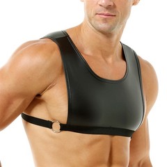Men’s Elastic Body Chest Harness Mini Vest Faux Leather Crop Tops Sexy Clubwear