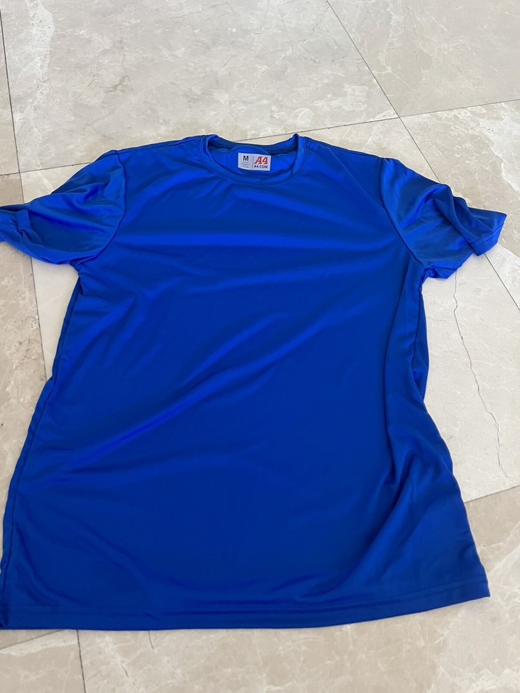 A4 Men’s Size M Cooling Performance Crew Short Sleeve Tee Royal Blue #38997