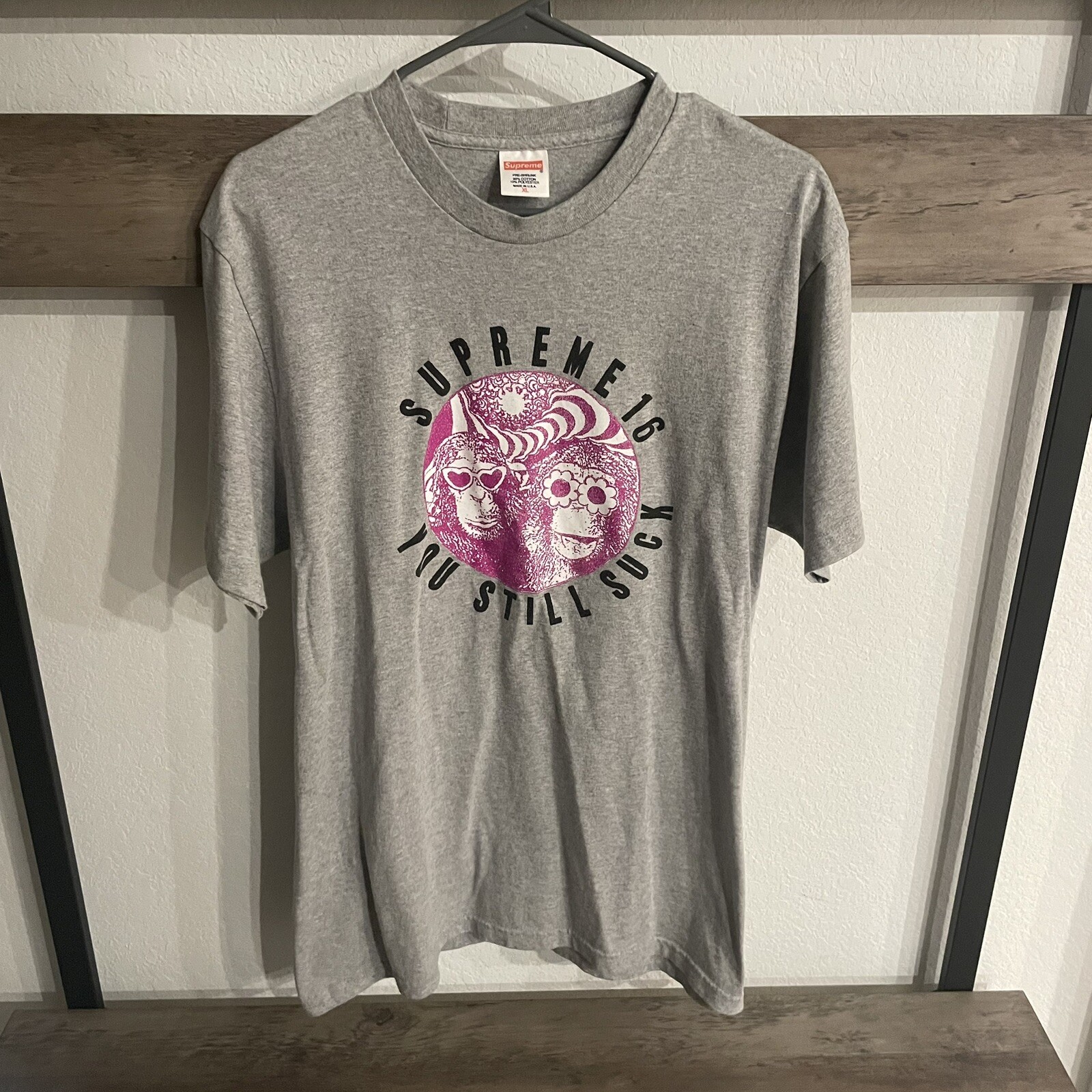 Supreme 16 “You Still Suck” T-shirt Tee Gray Size XL (Authentic) SS16 *FLAW* gallery