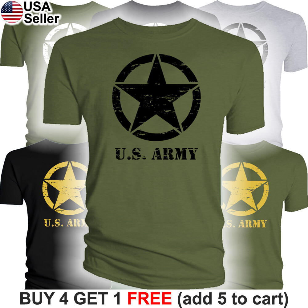 US Army Star T-Shirt USA Military Invasion Logo WWI WWII World War Armed Forces gallery